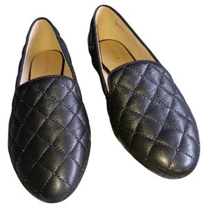 TALBOTS Quilted Black RYAN Stud Leather Flats for Women SZ 7.5